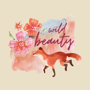 Wild Beauty Watercolour Fox and Flowers T-Shirt