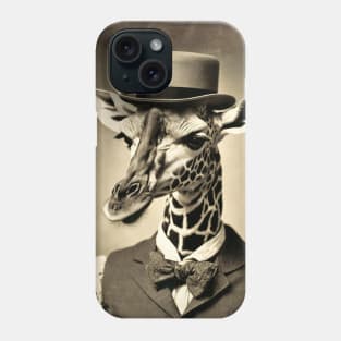 Victorian Giraffe Portrait Artistic Gift Fashion Serious Style Phone Case