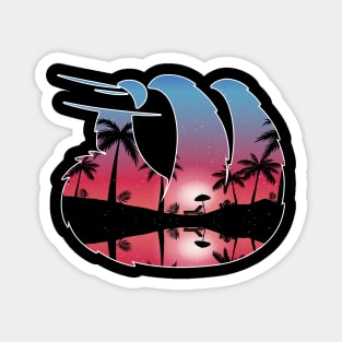 Sloth Beautiful Sunset Beach Palm Tree Magnet