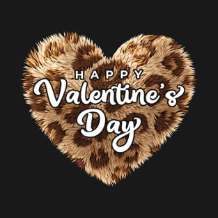 Happy Valentine Day Leopard Heart T-Shirt