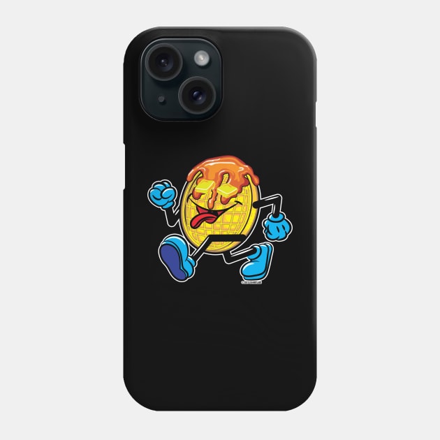 Happy Smiling Plain Waffle Mascot with Maple Syrup and butter Phone Case by eShirtLabs