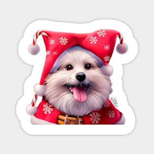 Christmas Pomeranian Puppy Magnet