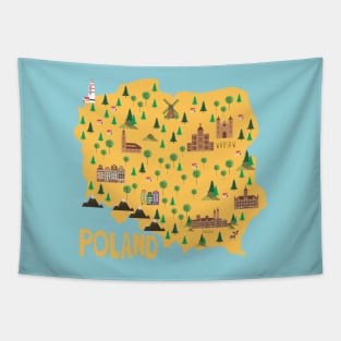 Poland Illustrated Map Tapestry