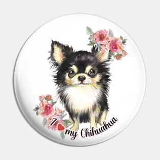 I love my Chihuahua Cute Chihuahua Puppy Dog Art Pin