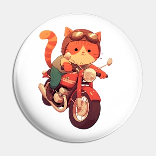 Cool cat riding motorbike Pin