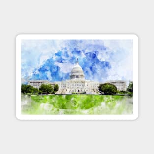 United States Capitol in Washington DC Watercolor - 01 Magnet