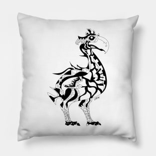 gastornis dinosaur bird in ecopop totonac tribal pattern art Pillow