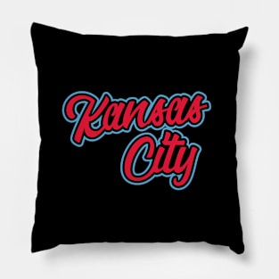 Vintage Kansas City Red And Baby Blue Script For KCMO Locals Pillow