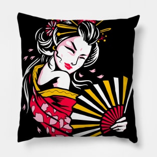 Japanese Geisha Illustration Design Pillow