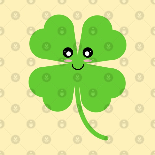 Cute Lucky Shamrock in Yellow Background by Kelly Gigi