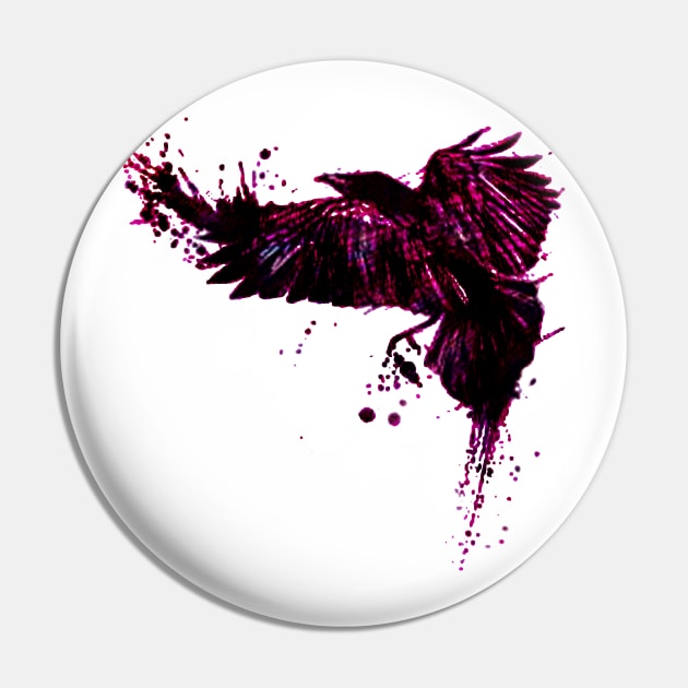 Crow Animal Design- Pink Pin by StylishTayla