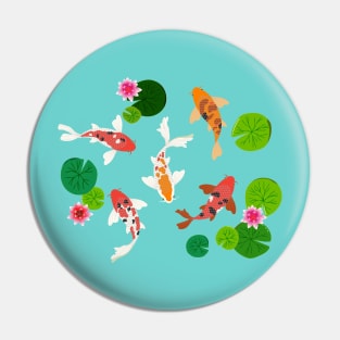 Koi fish with water lilies Pin