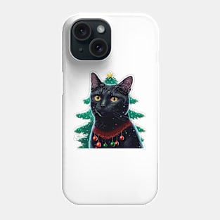 Meowy Christmas Black Cat Phone Case