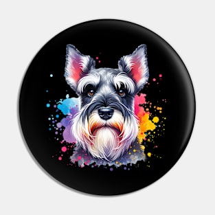 Bright Watercolor Miniature Schnauzer Pin