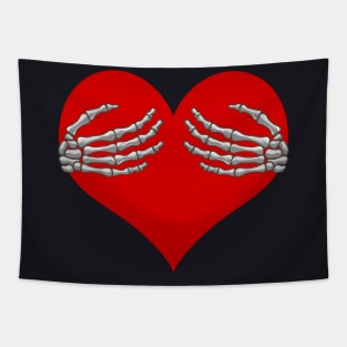 Skeleton Hands Holding Heart Tapestry