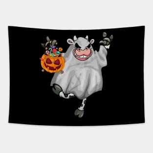 Funny Ghost Cow Halloween Costume Tapestry