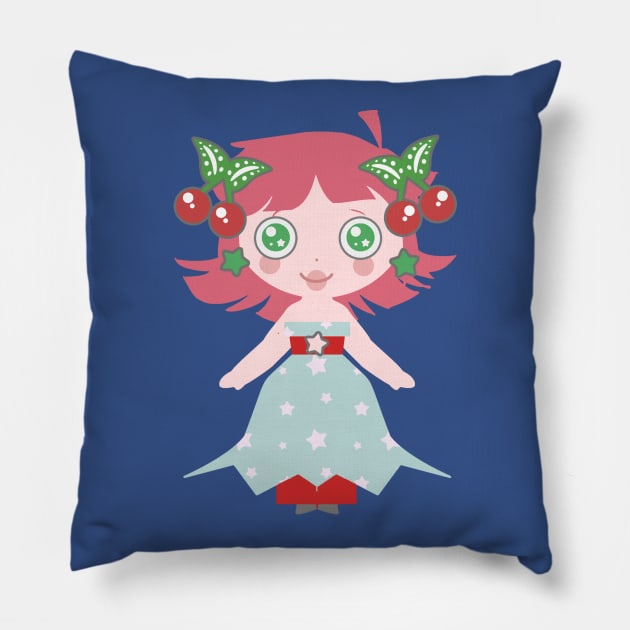 Cute Cherry Girl Pillow by saradaboru