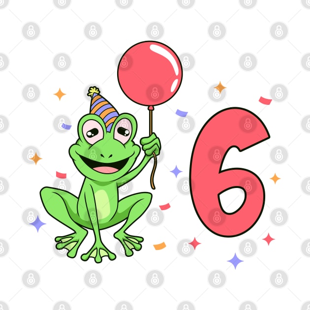 I am 6 with frog - kids birthday 6 years old by Modern Medieval Design