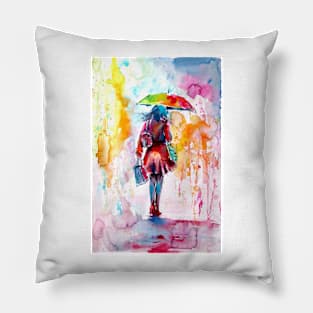 Colorful rainy day III Pillow