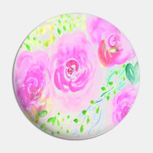 Watercolor Pink Flowers Pin