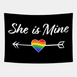 Rainbow She Is Mine For Lesbian Lovers Tapestry