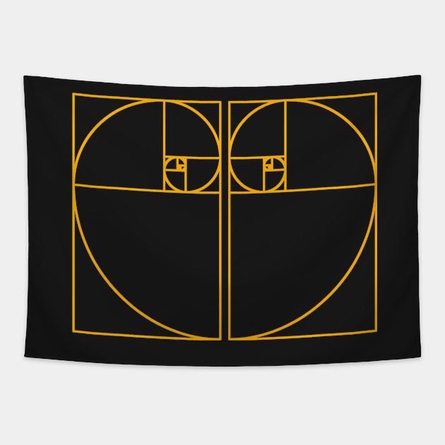 Golden Heart Made up of The Golden Ratio Fibonacci Spiral Tapestry by labstud