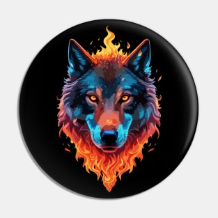 fire and wolf Pin