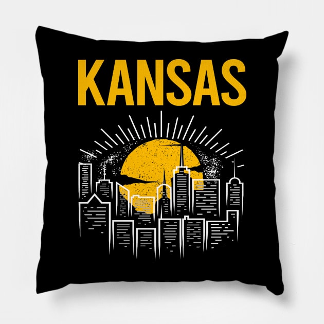 Yellow Moon Kansas Pillow by flaskoverhand