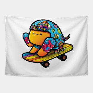 Kawaii Hermit Crab Skateboard Cartoon Art Print Tapestry