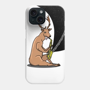 Cartoon deer playing a sax Phone Case