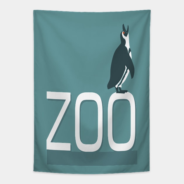 Zoo sign with penguin Tapestry by Hayh0