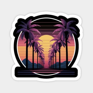 80s Vaporwave Palm Trees Sunset cyberpunk Magnet