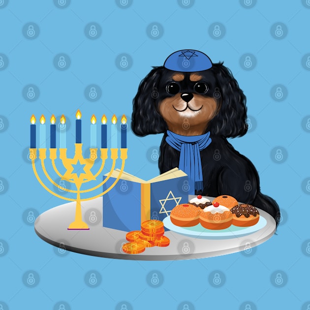 Hanukkah Black and Tan Cavalier King Charles Spaniel by Cavalier Gifts