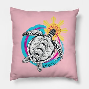 Tribal line Art Turtle / Baybayin word Padayon (to continue) Pillow