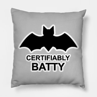 Certifiably Batty Funny Animal Design Pillow