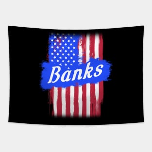 American Flag Banks Family Gift For Men Women, Surname Last Name Tapestry