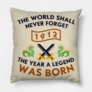 1912 The Year A Legend Was Born Dragons and Swords Design Pillow