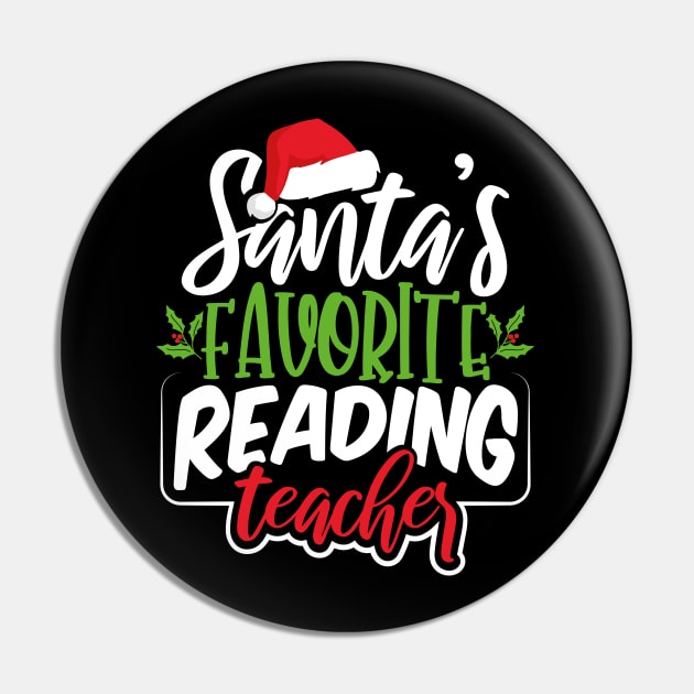 Santa's Favorite Reading Teacher Pin by uncannysage