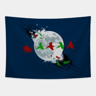 Funny Santa's Sleigh Ride with Christmas Macaw Parrots Tapestry