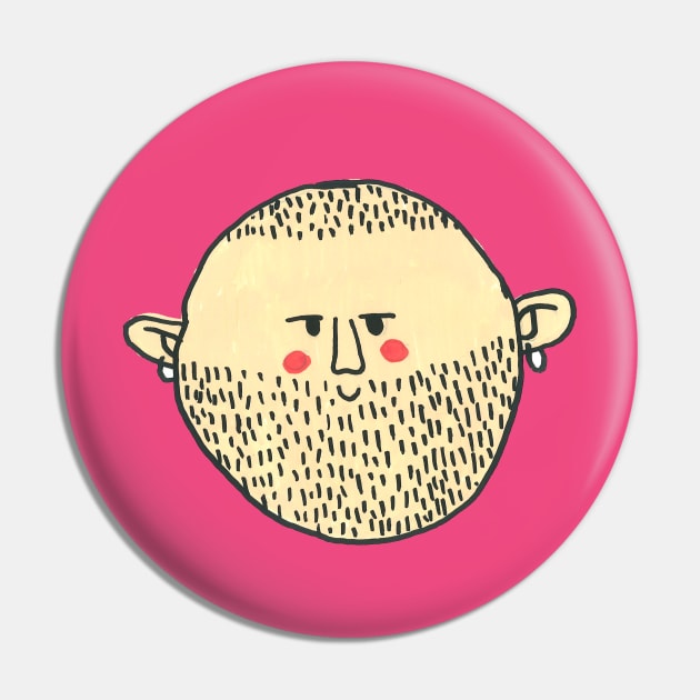 Bearded Fellow Pin by DoodlesAndStuff