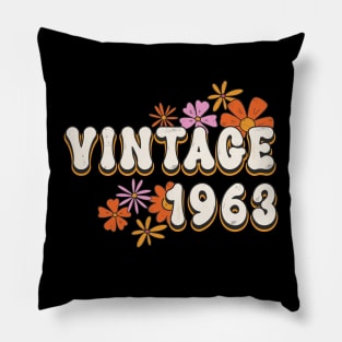 60th Birthday Vintage 1963 Womens Retro Groovy Style Pillow