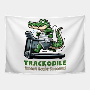 Trackodile Triumph: Sweat Scale Succeed Tapestry