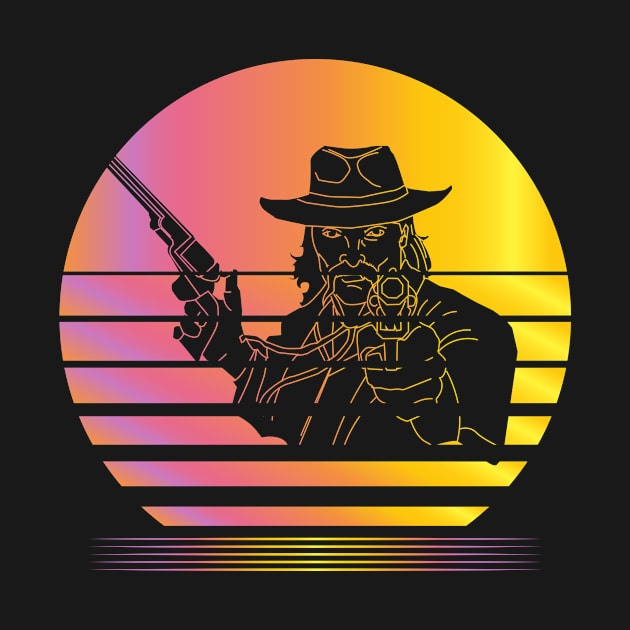 Western Legends Synthwave - Board Game Inspired Graphic - Tabletop Gaming  - BGG by MeepleDesign