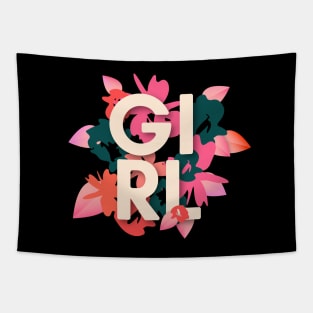 girl flower leaves Tapestry