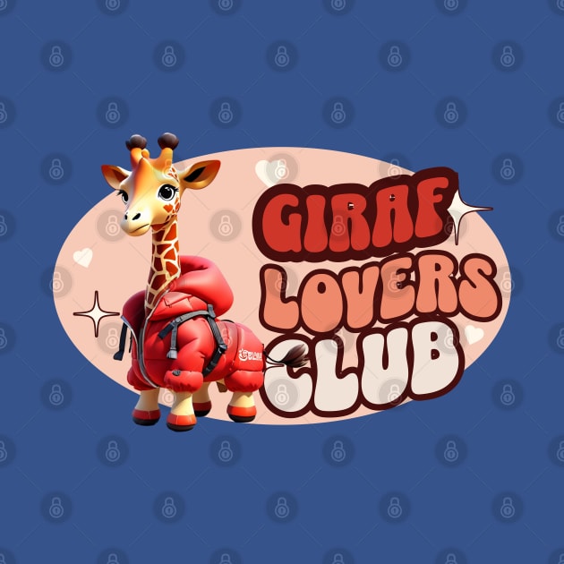 Cute Giraffe personified with red jacket Kids by Moonlight Forge Studio