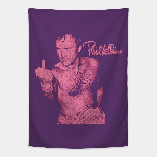 Funny Phil Collins Fan Art Pink Tapestry by Bingung Mikir Nama Design