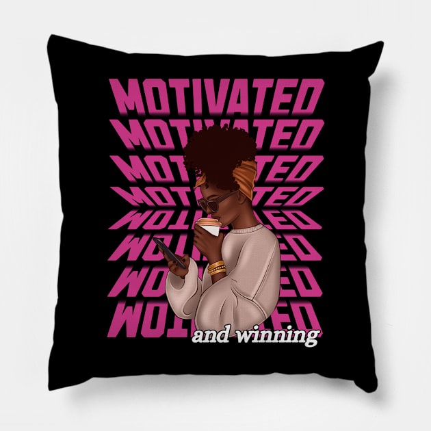 Motivated and Winning, Entrepreneur Gift Pillow by MzM2U