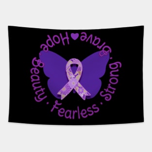 Purple Awareness Ribbon Floral Design Tapestry