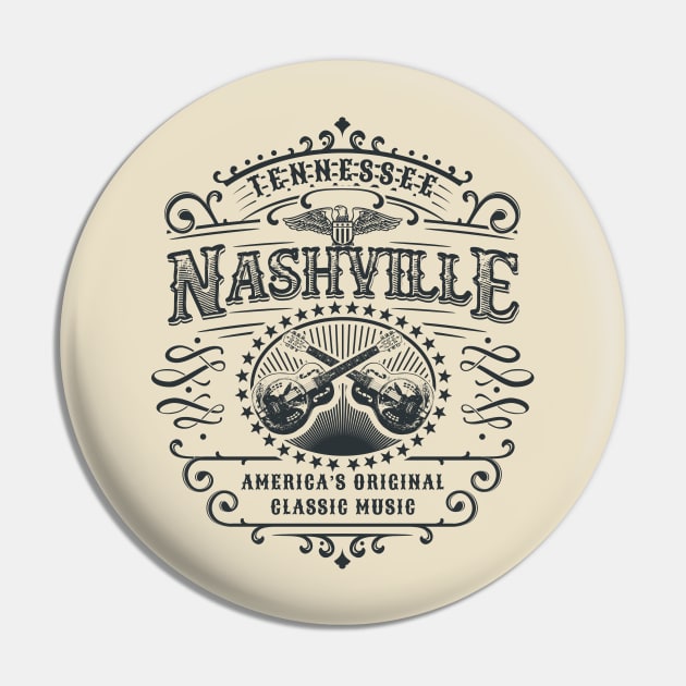 Nashville Tennessee America's Classic Music Pin by Designkix