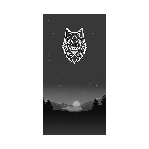 Black wolf geometric style by robiman